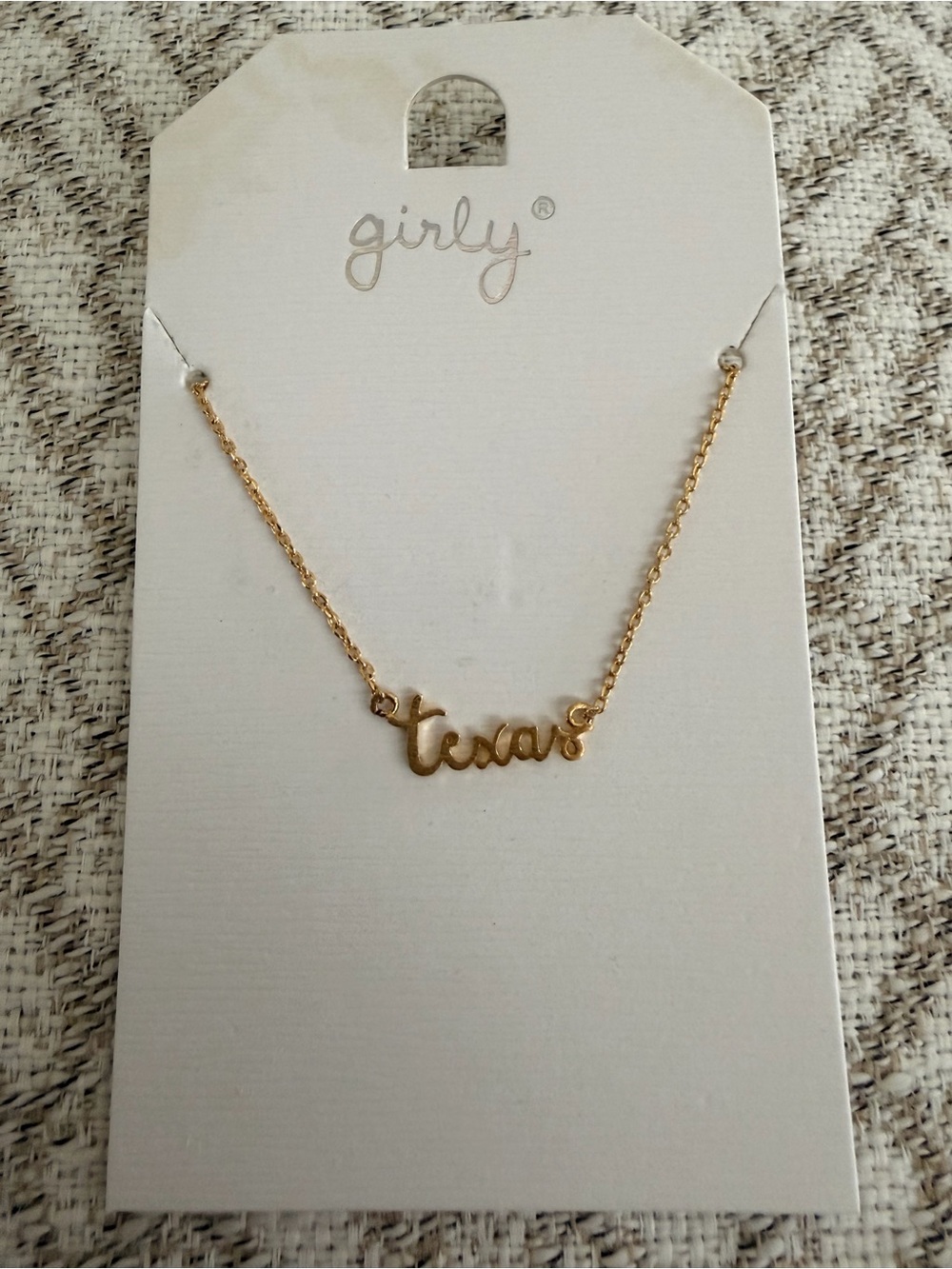 Gold "Texas" Script Necklace